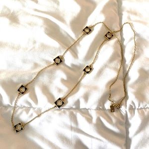 Kate Spade Gold and Black Long Spade Logo Necklace